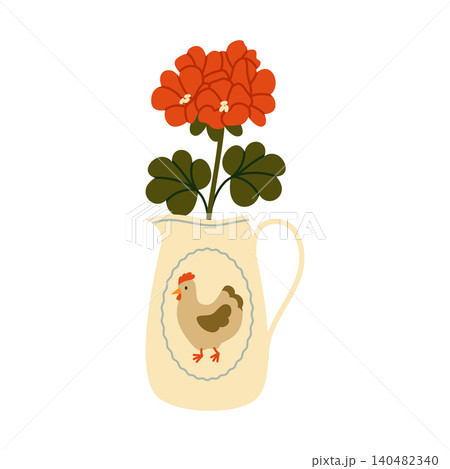 Autumn Geranium Flower Vector Illustration Flat Geometric Pitcher Isolated Autumn Geranium Flower Vector Illustration Flat Geometric Pitcher Isolated 140482340