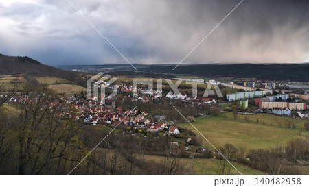 Dark Storm Clouds Over Suburban Valley Dark Storm Clouds Over Suburban Valley 140482958