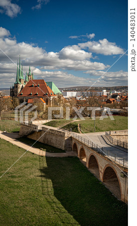 Erfurt, Germany - March 27, 2026. Vertical View of Erfurt Cathedral From Petersberg 140483011