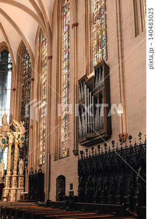 Erfurt, Germany - March 27, 2026. Cathedral Organ and Stained Glass Windows Erfurt, Germany - March 27, 2026. Cathedral Organ and Stained Glass Windows 140483025
