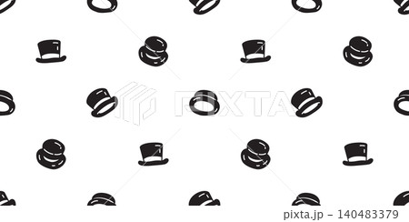 top hat seamless pattern doodle vector cartoon gift wrapping paper retro tablecloth tile background repeat wallpaper illustration scarf isolated design 140483379