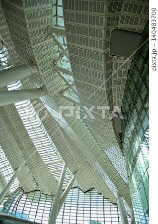Abstract ceiling in office building, interior design. Details of modern architecture. Building abstract. Building background. Abstract ceiling in office building, interior design. Details of modern architecture. Building abstract. Building background. 140483700