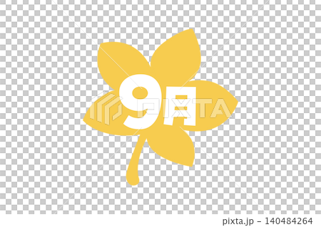 葉っぱの形の9月のタイトル素材 140484264
