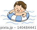 浮き輪で水遊びをする男の子のイラスト 140484441