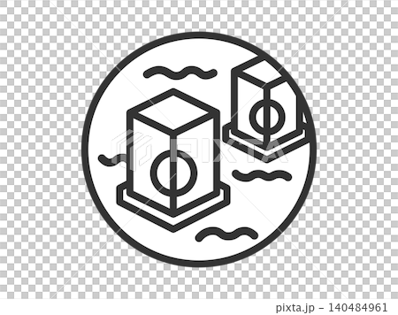 灯籠流しのアイコン(線画)のイラスト 灯籠流しのアイコン(線画)のイラスト 140484961