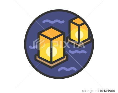 灯籠流しのアイコン(線画カラー)のイラスト 灯籠流しのアイコン(線画カラー)のイラスト 140484966