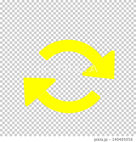再読み込みやデータ更新をイメージした循環矢印ピクトグラム(黄色) 再読み込みやデータ更新をイメージした循環矢印ピクトグラム(黄色) 140485058