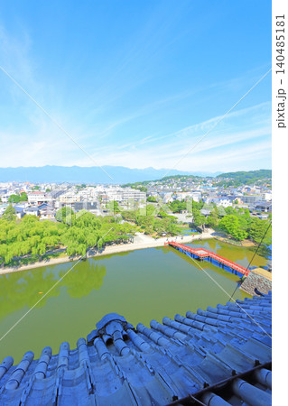 長野県松本市、松本城天守閣から見た風景 140485181