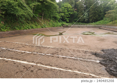 フィギュアスケート発祥の地で仙台城跡二の丸のお堀である五色沼の水が全部抜かれた光景 宮城県仙台 フィギュアスケート発祥の地で仙台城跡二の丸のお堀である五色沼の水が全部抜かれた光景 宮城県仙台 140485208