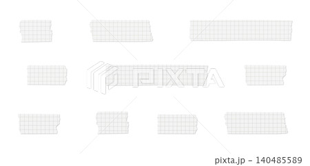 White Washi Tape Paper Set with Blank Labels Tags Torn Notes and Minimal Journal Stationery Elements 140485589