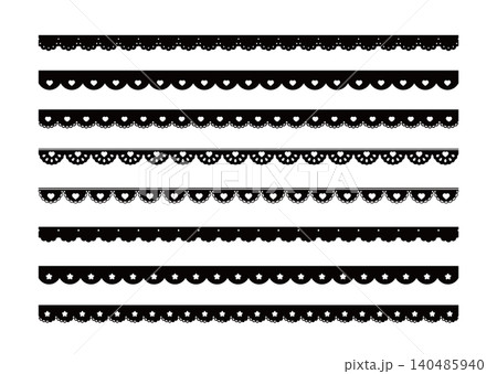 かわいいハートの星のレースのライン素材 Heart and star lace vector ill かわいいハートの星のレースのライン素材 Heart and star lace vector ill 140485940