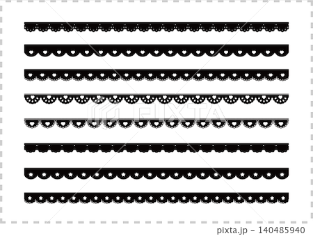 かわいいハートの星のレースのライン素材 Heart and star lace vector ill かわいいハートの星のレースのライン素材 Heart and star lace vector ill 140485940