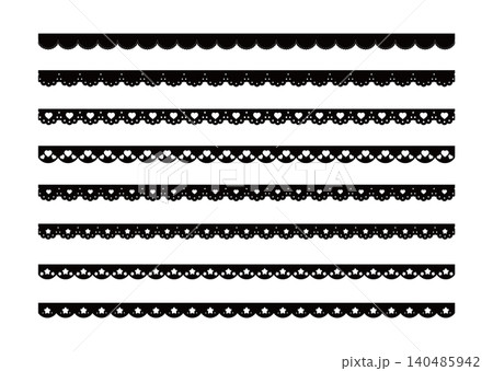 かわいいハートの星のレースのライン素材　Heart and star lace vector ill 140485942
