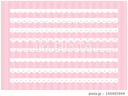 かわいいハートの星のレースのライン素材 Heart and star lace vector ill かわいいハートの星のレースのライン素材 Heart and star lace vector ill 140485944