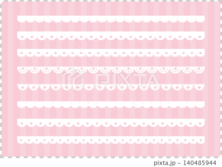 かわいいハートの星のレースのライン素材 Heart and star lace vector ill かわいいハートの星のレースのライン素材 Heart and star lace vector ill 140485944