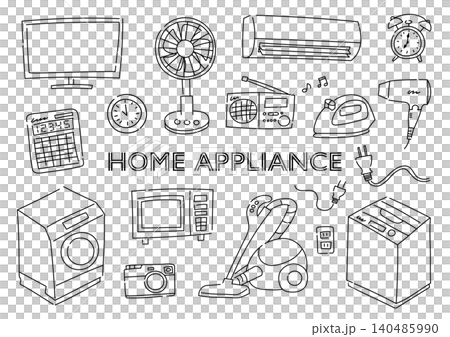 Hand-drawn illustration set of home appliances 140485990