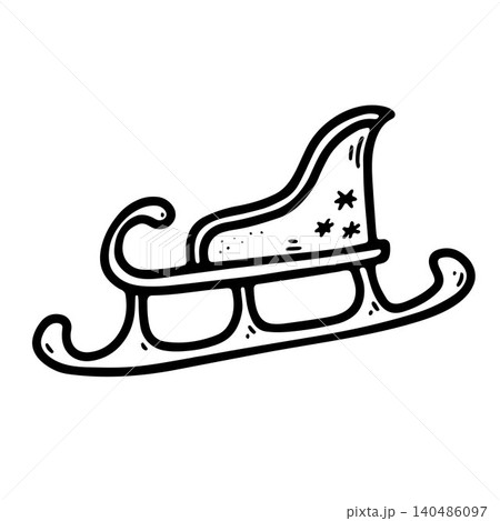 Doodle Santa sleigh. Hand drawn winter transport Doodle Santa sleigh. Hand drawn winter transport 140486097
