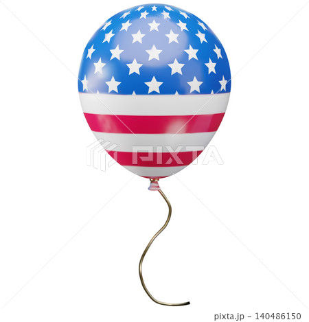 Realistic inflated balloon with USA national flag pattern 3D cartoon vector, American Independence day air decoration Realistic inflated balloon with USA national flag pattern 3D cartoon vector, American Independence day air decoration 140486150