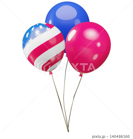 A 3D bunch of red, blue, and patriotic US flag balloons on strings. A 3D bunch of red, blue, and patriotic US flag balloons on strings. 140486160