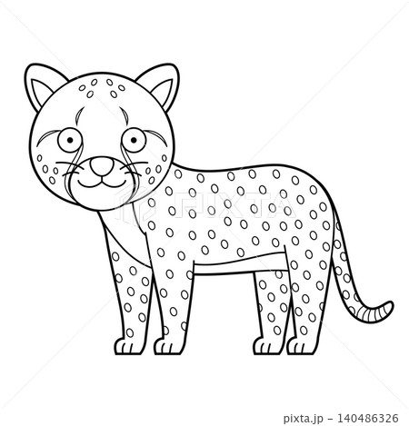 Easy coloring cartoon vector illustration of a cheetah isolated on white background Easy coloring cartoon vector illustration of a cheetah isolated on white background 140486326