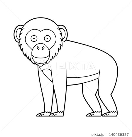 Easy coloring cartoon vector illustration of a chimpanzee isolated on white background Easy coloring cartoon vector illustration of a chimpanzee isolated on white background 140486327
