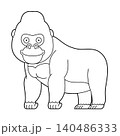Easy coloring cartoon vector illustration of a gorilla isolated on white background 140486333