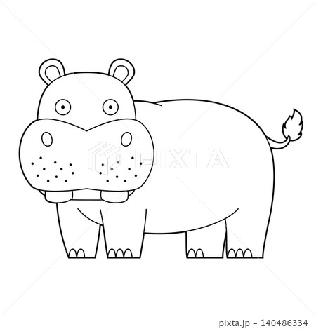 Easy coloring cartoon vector illustration of a hippo isolated on white background Easy coloring cartoon vector illustration of a hippo isolated on white background 140486334