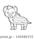 Easy coloring cartoon vector illustration of a hyena isolated on white background 140486335
