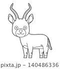 Easy coloring cartoon vector illustration of an impala isolated on white background 140486336