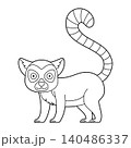 Easy coloring cartoon vector illustration of a lemur isolated on white background 140486337