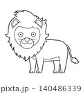 Easy coloring cartoon vector illustration of a lion isolated on white background 140486339