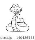 Easy coloring cartoon vector illustration of a snake isolated on white background 140486343