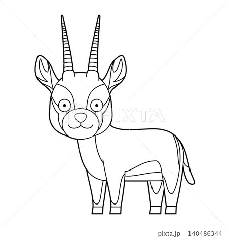 Easy coloring cartoon vector illustration of a Thomsons Gazelle isolated on white background 140486344