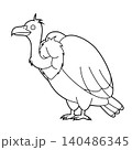 Easy coloring cartoon vector illustration of a vulture isolated on white background 140486345
