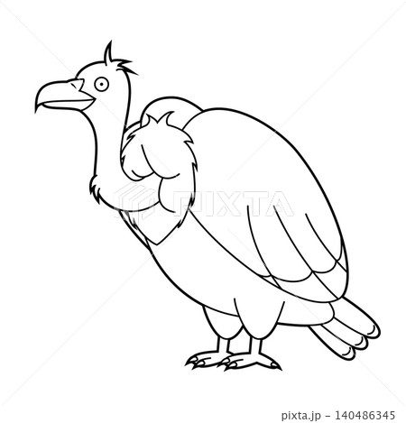 Easy coloring cartoon vector illustration of a vulture isolated on white background 140486345