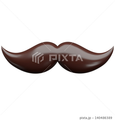 3D mustache, smooth, curved, brown. Men's fashion, theatrical props. 140486389