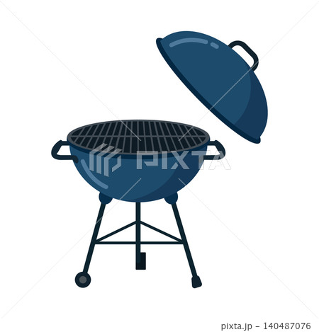 Grill With Open Lid Ready for Cooking During Summer Gathering in Backyard Grill With Open Lid Ready for Cooking During Summer Gathering in Backyard 140487076
