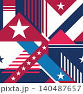 vector of abstract geometric seamless pattern background, inspired by the American flag with stripes and stars shape, in red, blue, whites. background for July 4th Independence Day celebrations 140487657