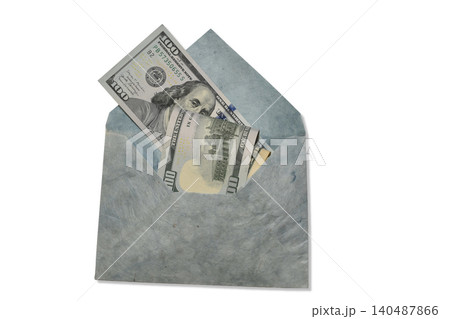 Handmade envelope, made in vintage style with money inside. Handmade envelope, made in vintage style with money inside. 140487866