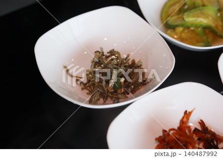 Korean Side Dishes in White Bowls 140487992