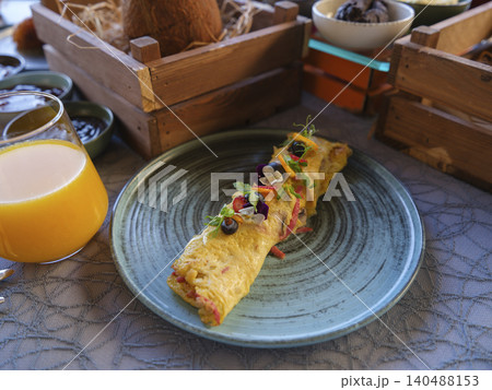 a delicious pancake on the breakfast table a delicious pancake on the breakfast table 140488153