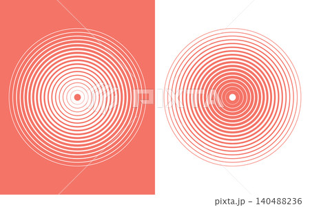 abstract concentric circles shape with coral and white contrast 140488236