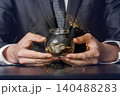 Holding wealth in a glass jar 140488283