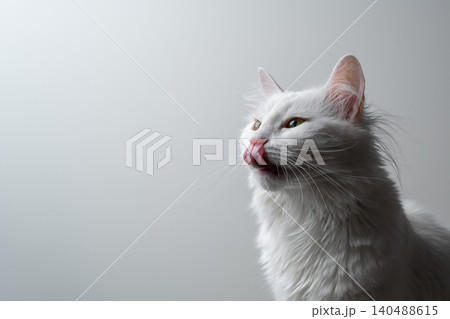 fluffy white longhair cat on white studio background fluffy white longhair cat on white studio background 140488615