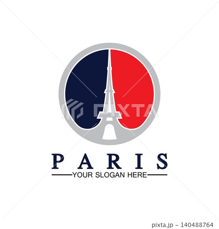 Paris and Eiffel tower logo vector icon illustrator design template Paris and Eiffel tower logo vector icon illustrator design template 140488764
