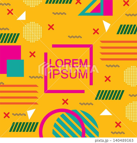 Memphis background with abstract colorful geometric shape, can be used for banner sale, wallpaper, for, brochure,Magazine Cover, Poster, Etc. 140489163