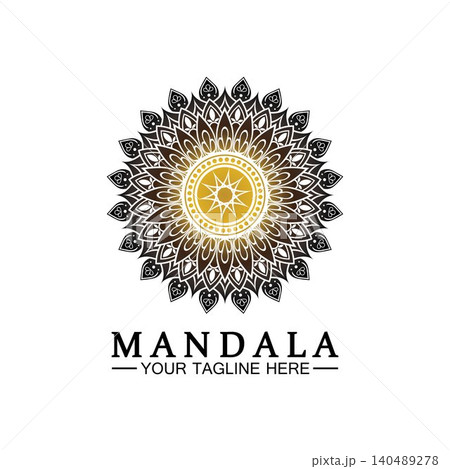 Circle pattern petal Flower Mandala Vector logo template illustration. Colorful template for spiritual retreat or yoga studio,Ornamental business cards,vintage luxury, ornamental decoration 140489278