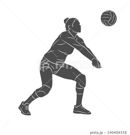 Volleyball player woman hits the ball Volleyball player woman hits the ball 140489338