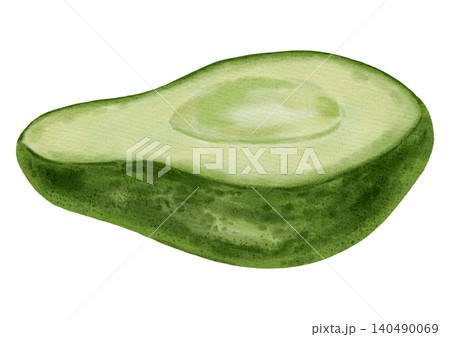 Hand-drawn watercolor illustration of an avocado. Whole green avocado. Healthy eating. Perfect for stores, cafes, packaging, menus, labels, fresh produce branding, and cosmetics. Hand-drawn watercolor illustration of an avocado. Whole green avocado. Healthy eating. Perfect for stores, cafes, packaging, menus, labels, fresh produce branding, and cosmetics. 140490069