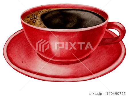 Watercolor coffee cup. Espresso. Illustrations for coffee shops, cafes, packaging, menus, and product design. 140490725